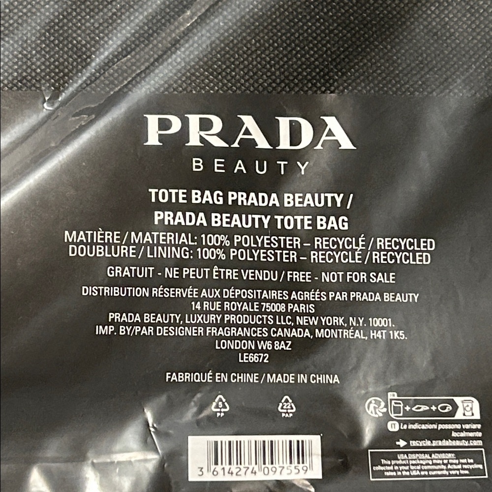 Prada Beauty Reversible Fabric Tote With Pouch NWT - Picture 7 of 7